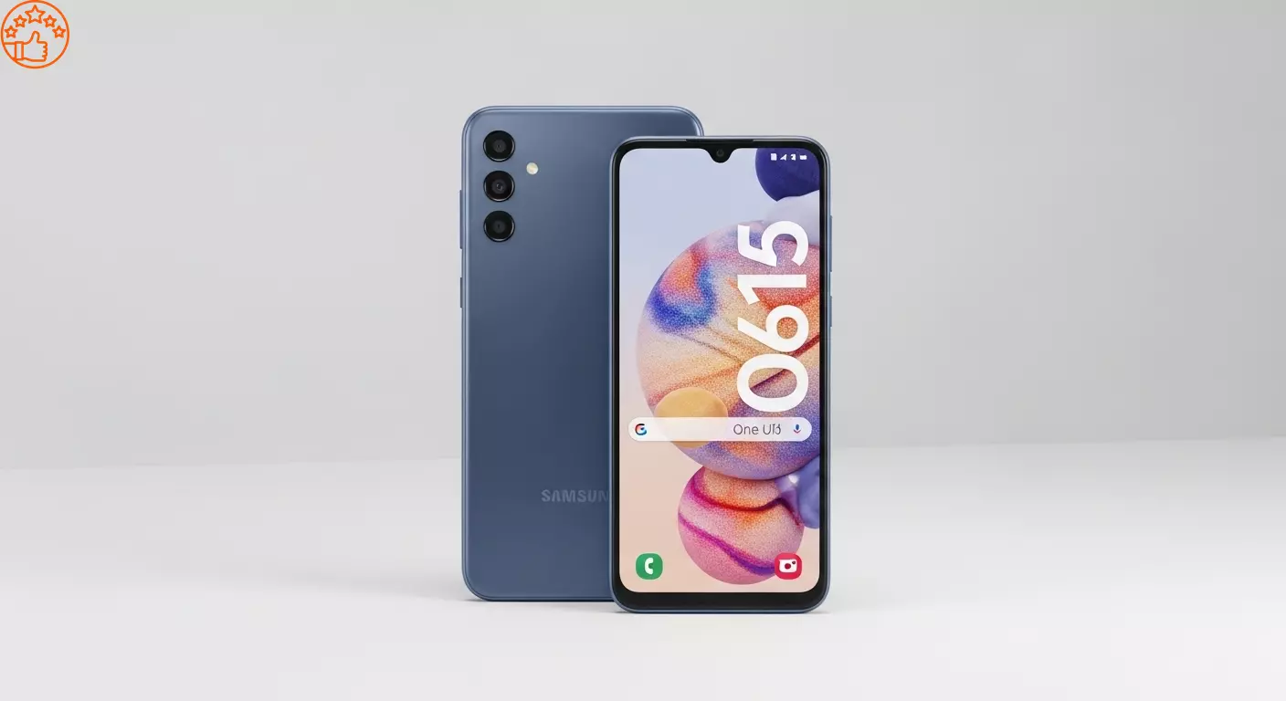 Uma foto profissional do Samsung Galaxy A16 5G na cor azul, destacando seu design minimalista e a tela Super AMOLED.